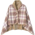 Femme poncho polaire sweat plaid chle polaire cape chaud dhiver avec boutons couverture  carreaux marron ...