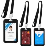 Porte badge double face - noname - tui en plastique rigide - transparent - 3 pices - lanire en nylon ...