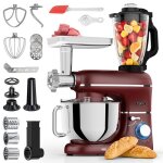 Fentic robot p�tissier 6 - en - 1 2000w ? bol inox 62l ? hachoir blender 15l ? crochet fouet palette ...