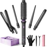 Fer � boucler ensemble de boucleur � cheveux 5 en 1 avec lisseurbrosse thermique3 fers � boucler en c�ramique( ...