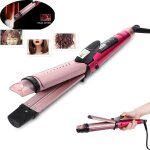 Fer  boucler et lisseur professionnel 2 en 1 - kemei - plaques cramiques longues - rose