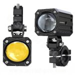 Feu avant additionnel carr  led ecobene 12v 50w homologu pour moto eco - kd20
