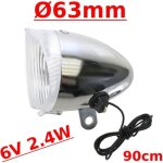 Feu avant dynamo rond d63mm acier chrome lampe velo vintage retro ville route