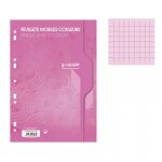 Feuilles simples - a4 - petits carreaux - rose - perfores - 100 feuilles - 80g