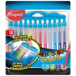 Feutres - maped - 12 pi�ces - couleurs vari�es - pointe fixe - lavable