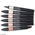 Feutres à alcool - winsor & newton - promarker - tons de peau - 6 pcs - double pointe Feutres à alcool - winsor & newton - promarker - tons de peau - 6 pcs - double pointe