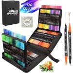 Feutre coloriage - azwix - 120 couleurs - double pointe fine - pour adultes et enfants - non toxique
