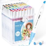 Feutres de coloriage � double pointe - ohuhu - 63 + 1 couleurs - encre � base deau - non toxique - pointe ...