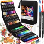 Feutres de coloriage double pointe - zuuko - 120 couleurs - pointe fine 04 mm - pointe large 1 - 2 mm ...