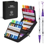 Feutres double pointe - ohuhu - 100 couleurs - pointe fine 04 mm - pointe pinceau 1 - 2 mm - lot de 100 ...