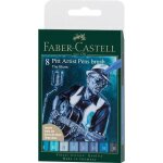 Feutres - faber - castell - pitt artist pen - tons bleus - the blues - etui de 8 feutres