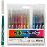 Feutres  paillettes - colortime - pointe 42 mm - lot de 12 - assortiment de couleurs - mixte
