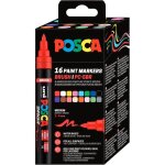 Posca pc - 5br lot 16 feutres pointe moyenne brush - encre � base deau couvrante et mixable