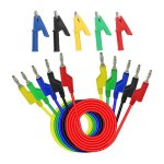 Fiches banane 4mm 5 pi�ces + 10 pinces crocodiles c�ble mesure 1m multim�tre empilables tests �lectriques ...