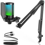 Fifine usb microphone gaming kit rgb condensateur microphone pour ordinateur pc ps5 avec bouton de silence ...