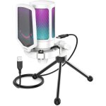 Fifine usb microphone gaming rgb condensateur microphone pour pc ps5 avec bouton de silence fixation ...