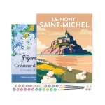 Figuredart peinture par num�ro adulte avec cadre affiche vintage mont saint - michel - 40x50cm toile ...