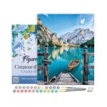 Figuredart peinture par num�ro adulte avec cadre barque sur un lac de montagne - num�ro dart - 40x50cm ...