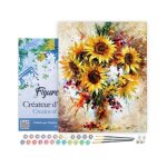 Figuredart peinture par num�ro adulte avec cadre jolis tournesols - kit diy num�ro dart - 40x50cm toile ...
