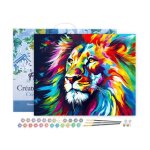 Figuredart peinture par num�ro adulte avec cadre lion color� abstrait - kit diy num�ro dart - 40x50cm ...