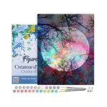 Figuredart peinture par num�ro adulte avec cadre pleine lune aux reflets multicolores - 40x50cm toile ...