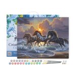 Figuredart peinture par num�ro adulte avec cadre trio de chevaux - kit diy num�ro dart - 40x50cm toile ...
