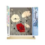 Figuredart peinture par numro adulte fleurs rouge et blanches - kit diy numro dart - 40x50cm avec chssis ...