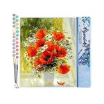 Figuredart peinture par num�ro adulte fleurs rouges et marguerites - kit de loisir cr�atif diy num�ro ...