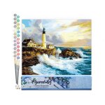 Figuredart peinture par numro adulte tempte prs du phare - kit de loisir cratif diy numro dart - ...