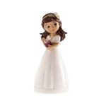 Figurine communiante - dekora - 13 cm - diad�me en r�sine - d�coration de g�teau - enfant fille