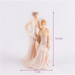 Figurine couple de maries - unique - 14 cm - rsine - rose ple - dtails paillets