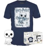 Figurine funko pop! & t. shirt m (adulte) : harry potter - hedwig