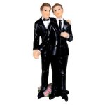 Figurine de mariage - unique - couple de maris hommes - rsine - 105cm - tapis de roses