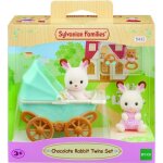 Figurines miniatures - sylvanian families - les jumeaux lapin chocolat et leur poussette double Figurines miniatures - sylvanian families - les jumeaux lapin chocolat et leur poussette double