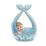 Figurine petit gar�on dans une �charpe bleue 11 cm - bleu