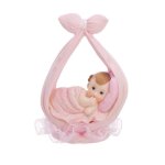 Figurine - partydeco - petite fille dans une �charpe rose - rose - 11 cm - d�coration bapt�me