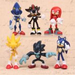 Figurine sonic the hedgehog collection - 6 pcs - jouet pvc - taille 5 - 7 cm - bleu - mixte