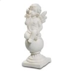 Figurine statuette statue ange blanc sur boule dans pochette cadeau - c