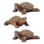 Figurine tortue r�sine - 3 pi�ces 7cm long d�corative jardin int�rieur mini �tang aucuneary