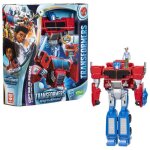 Figurine transformers earthspark spin changer optimus prime de 20 cm avec robby malto de 5 cm