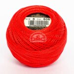 Fil � broder - rouge vif - 606 - coton perl� - pelote - dmc - broderie - crochet