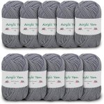 Fil coton gris doux - zgeer - lot de 10 pelotes - 50g / 100m par pelote - crochet 4 - 6 mm - aiguilles ...