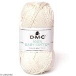Fil  tricoter - dmc - baby cotton - 50 g - 100% coton - blanc ivoire