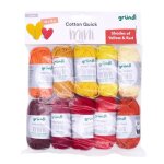 Fils � crocheter - gr�ndl - coton quick minis - 10 pelotes - 375 m - jaune orange rouge