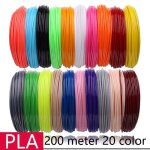 Filament 3d - pla - 200m - 20 couleurs - compatible imprimantes et stylos 3d - abs