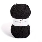 Fil  tricoter - cheval blanc - duo - 100% acrylique - 50g - noir - hiver