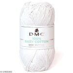 Fil � tricoter - dmc - baby cotton - 50 g - 100% coton - couleur blanc