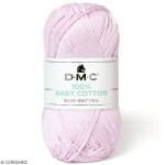 Fil  tricoter - dmc - baby cotton - 50 g - couleur mauve layette - 100% coton