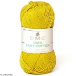 Fil � tricoter dmc - baby cotton - 50 g - jaune p�le - 100% coton - id�al pour le tricot et le crochet ...