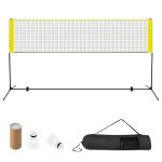 Filet de badminton portable 310x102x89 - 155cm costway - hauteur r�glable - 2 volants - en pe - installation ...